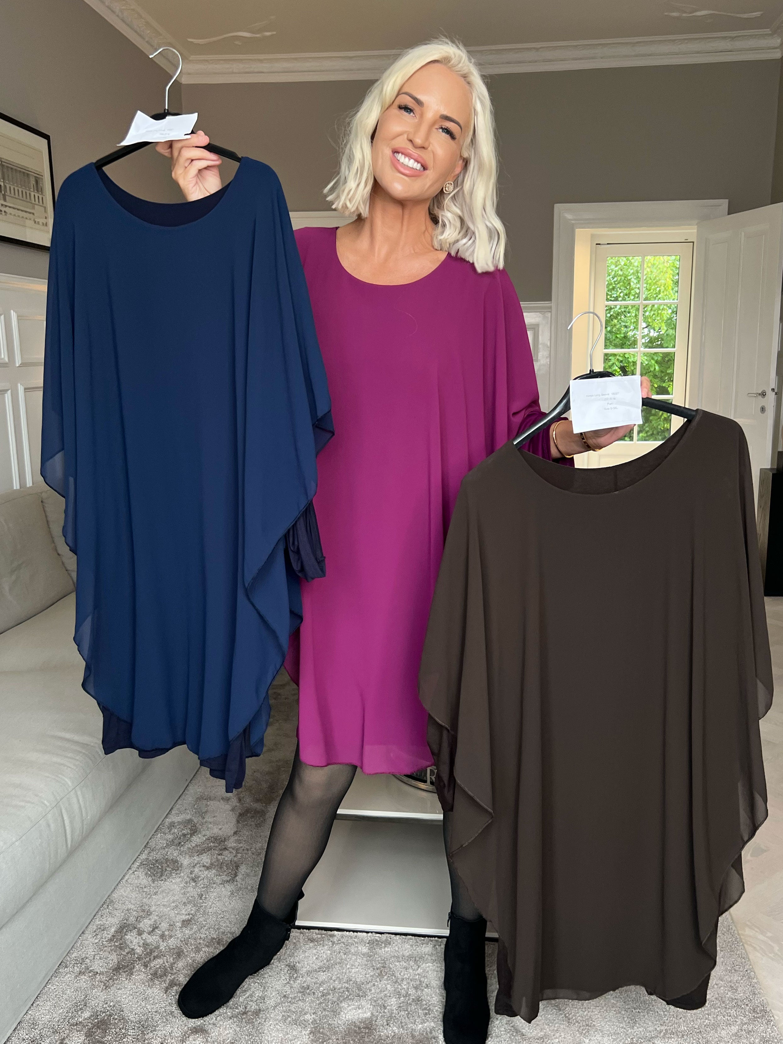 Kenya Long Sleeve - Tunikakjole med chiffonlag